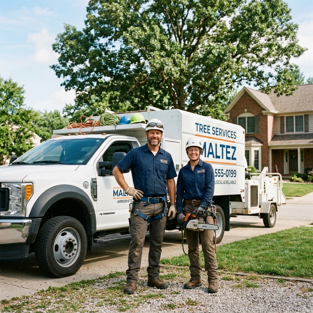 Friendly local tree service professional standing near work truck